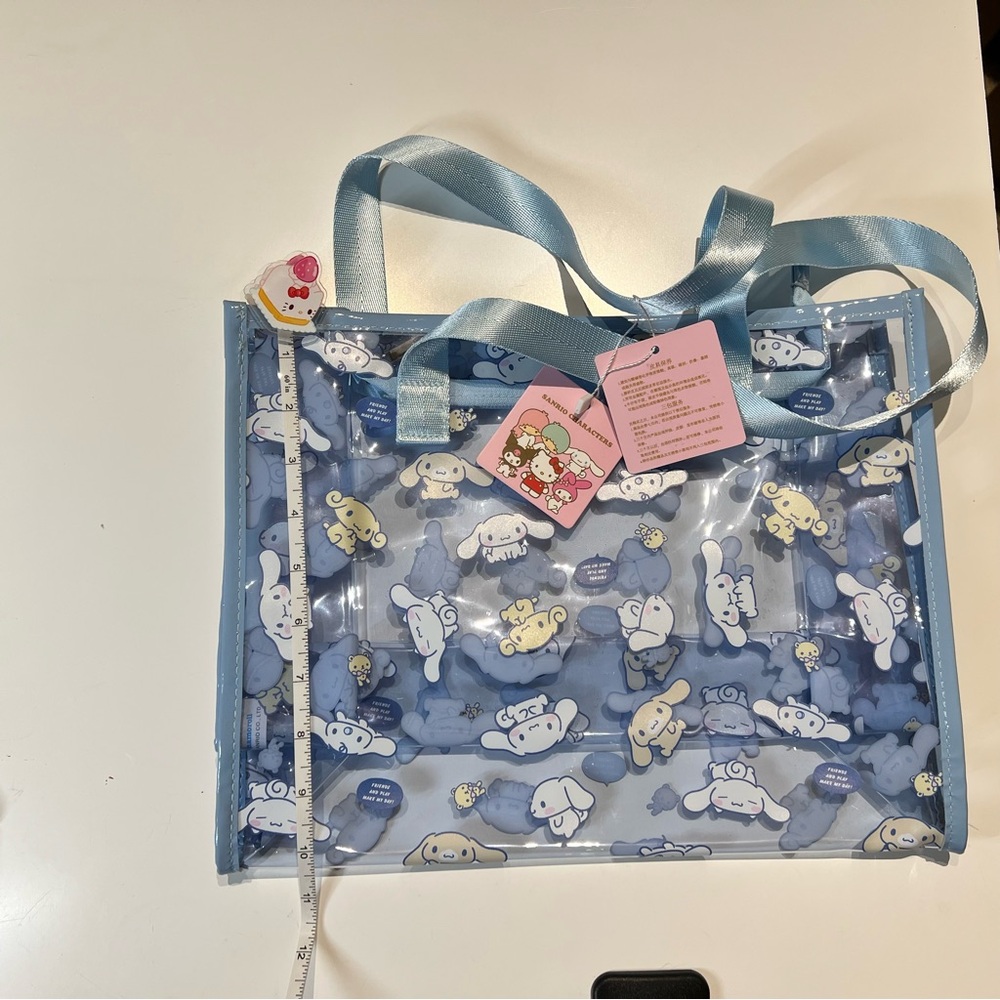NWTS Rare Cinnamoroll Mocha Blue Clear PVC Tote Bag - Picture 4 of 5
